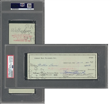 1960 Vince Lombardi & Willie Davis Signed Green Bay Packers Payroll Check (PSA/DNA)
